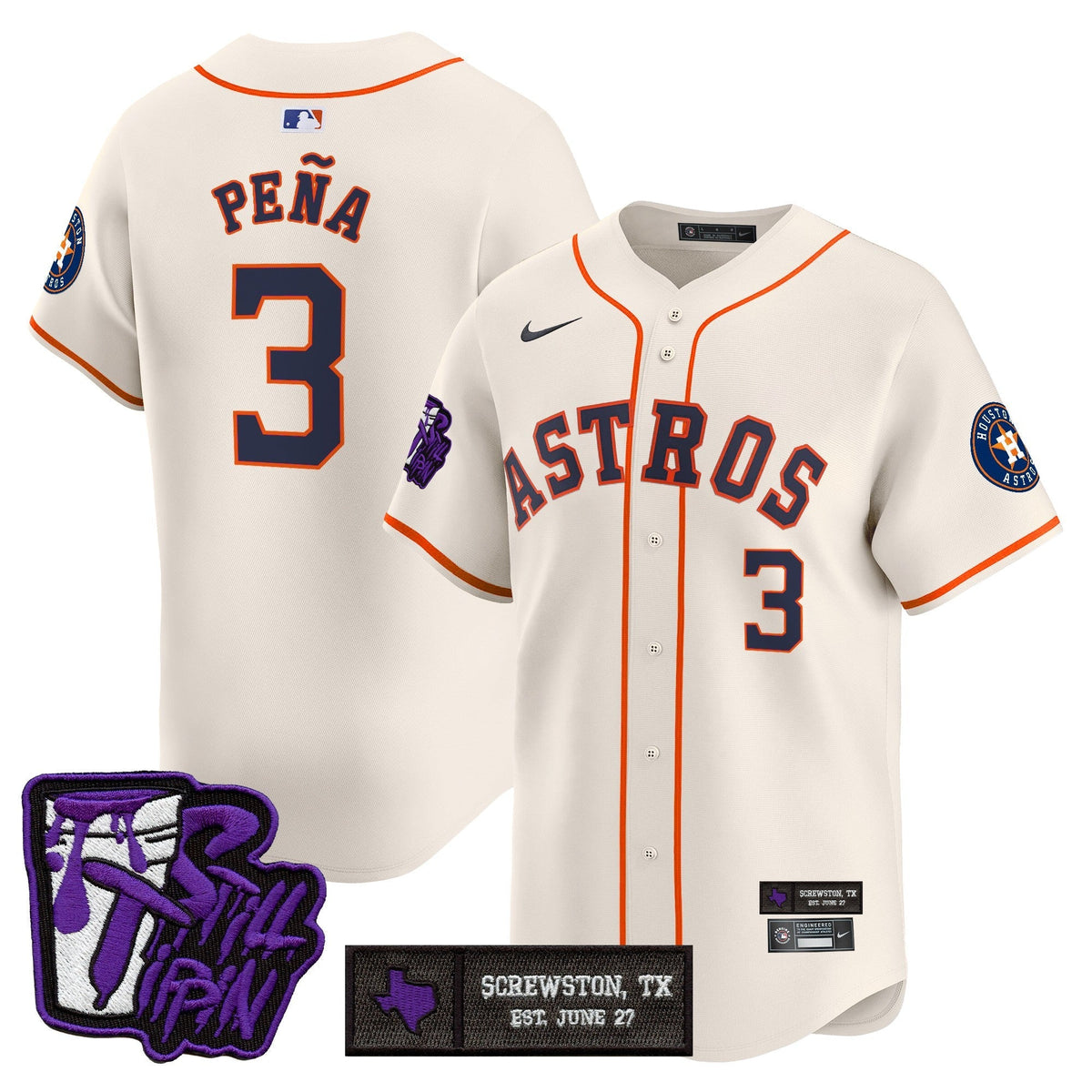 Houston Astros DJ Screw Still Tippin Purple Patch Vapor Premier Limited Jersey - Stitched-Cuztomshoes