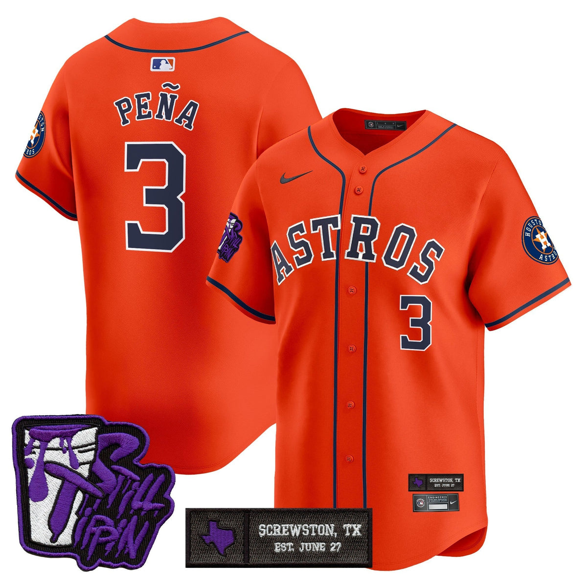 Houston Astros DJ Screw Still Tippin Purple Patch Vapor Premier Limited Jersey - Stitched-Cuztomshoes