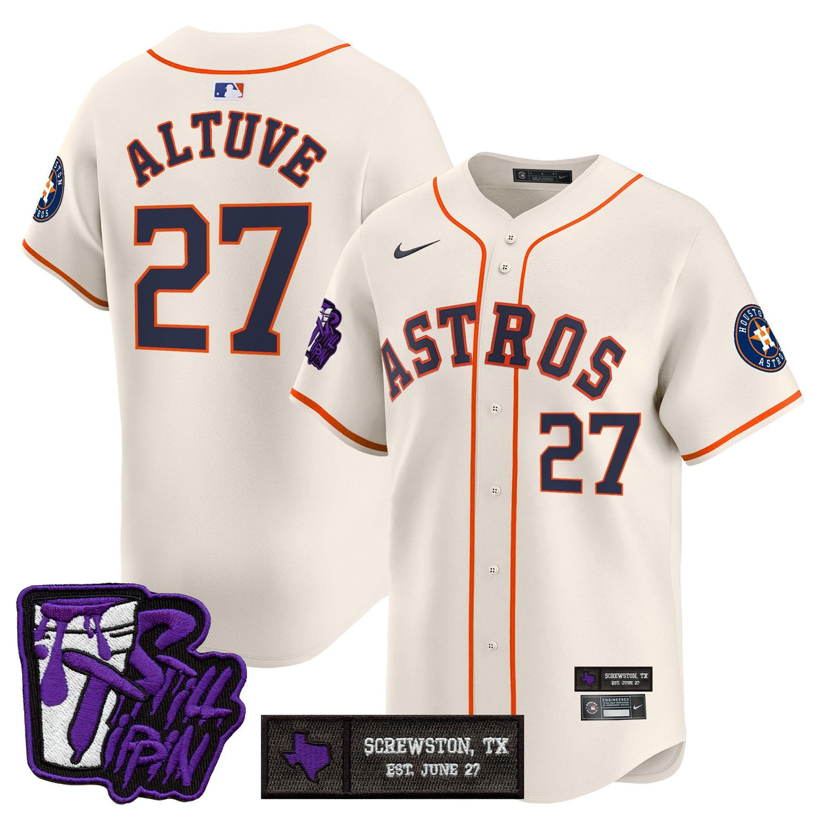 Houston Astros DJ Screw Still Tippin Purple Patch Vapor Premier Limited Jersey - Stitched-Cuztomshoes