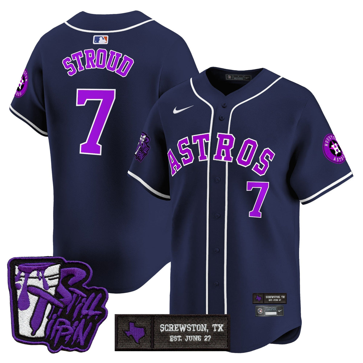 Houston Astros DJ Screw Still Tippin Purple Patch Vapor Premier Limited Jersey - Stitched-Cuztomshoes