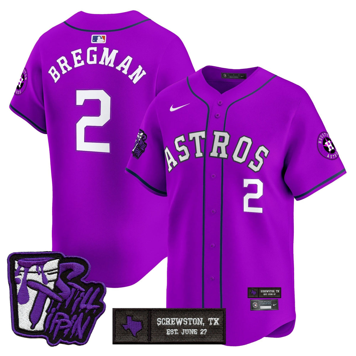 Houston Astros DJ Screw Still Tippin Purple Patch Vapor Premier Limited Jersey - Stitched-Cuztomshoes
