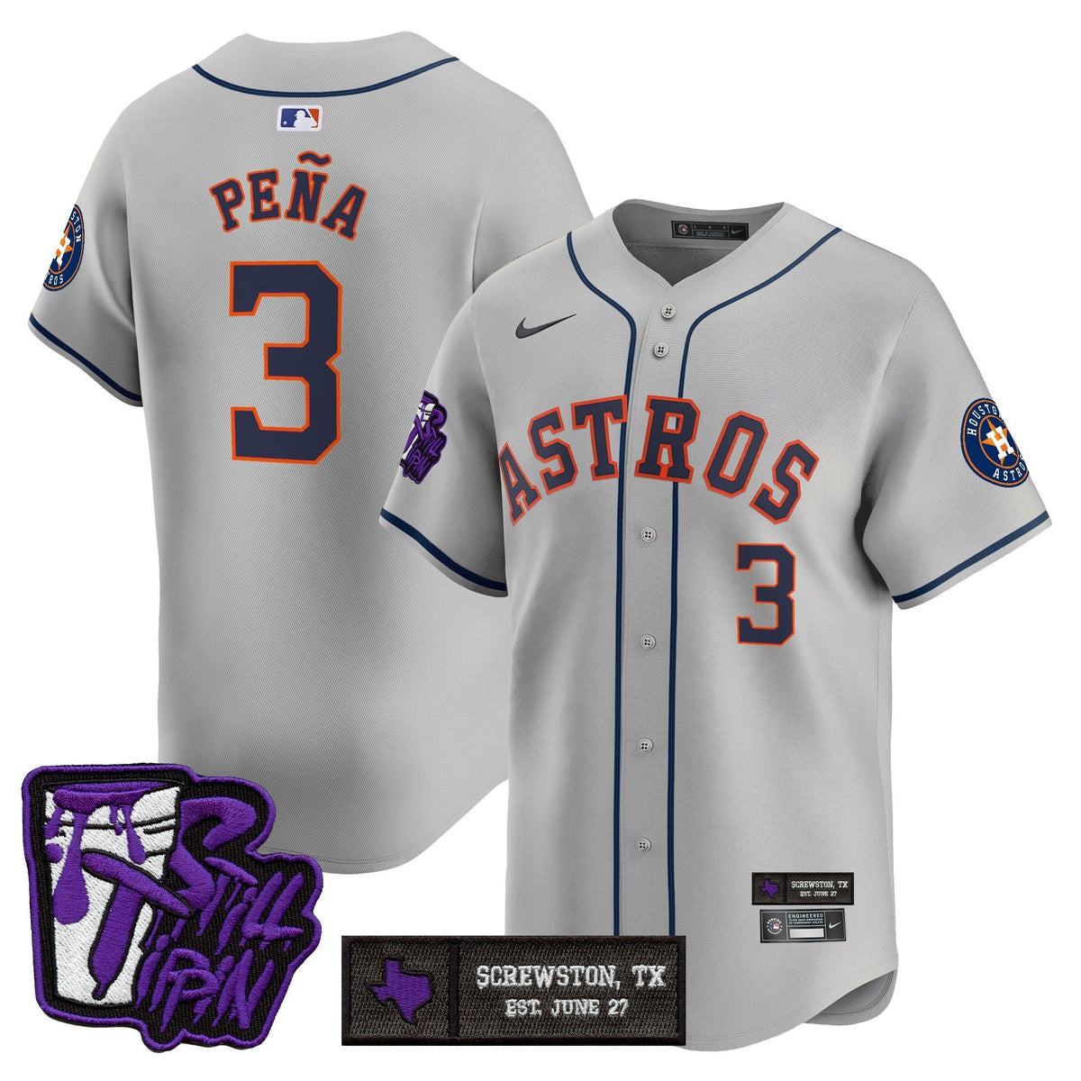 Houston Astros DJ Screw Still Tippin Purple Patch Vapor Premier Limited Jersey - Stitched-Cuztomshoes