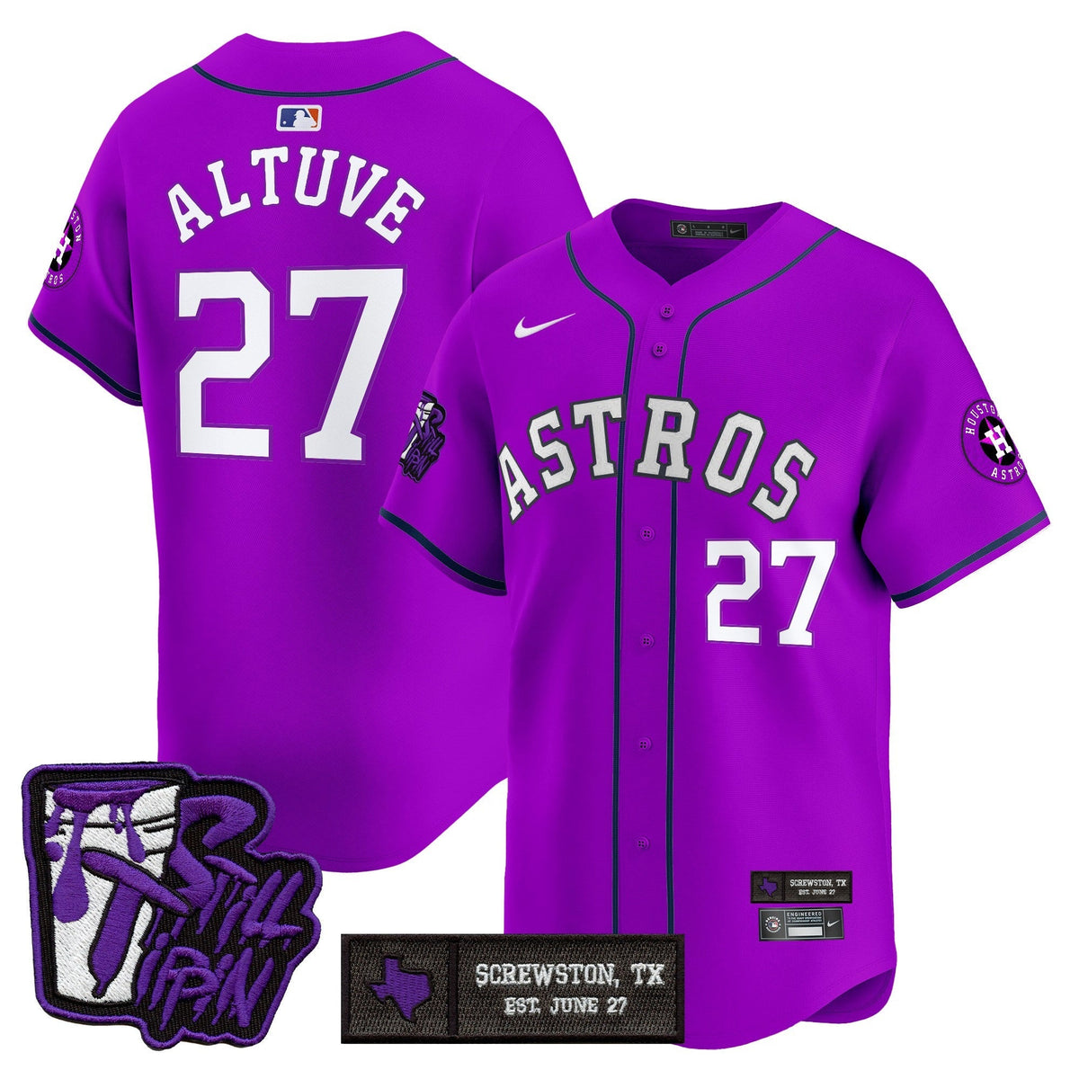 Houston Astros DJ Screw Still Tippin Purple Patch Vapor Premier Limited Jersey - Stitched-Cuztomshoes