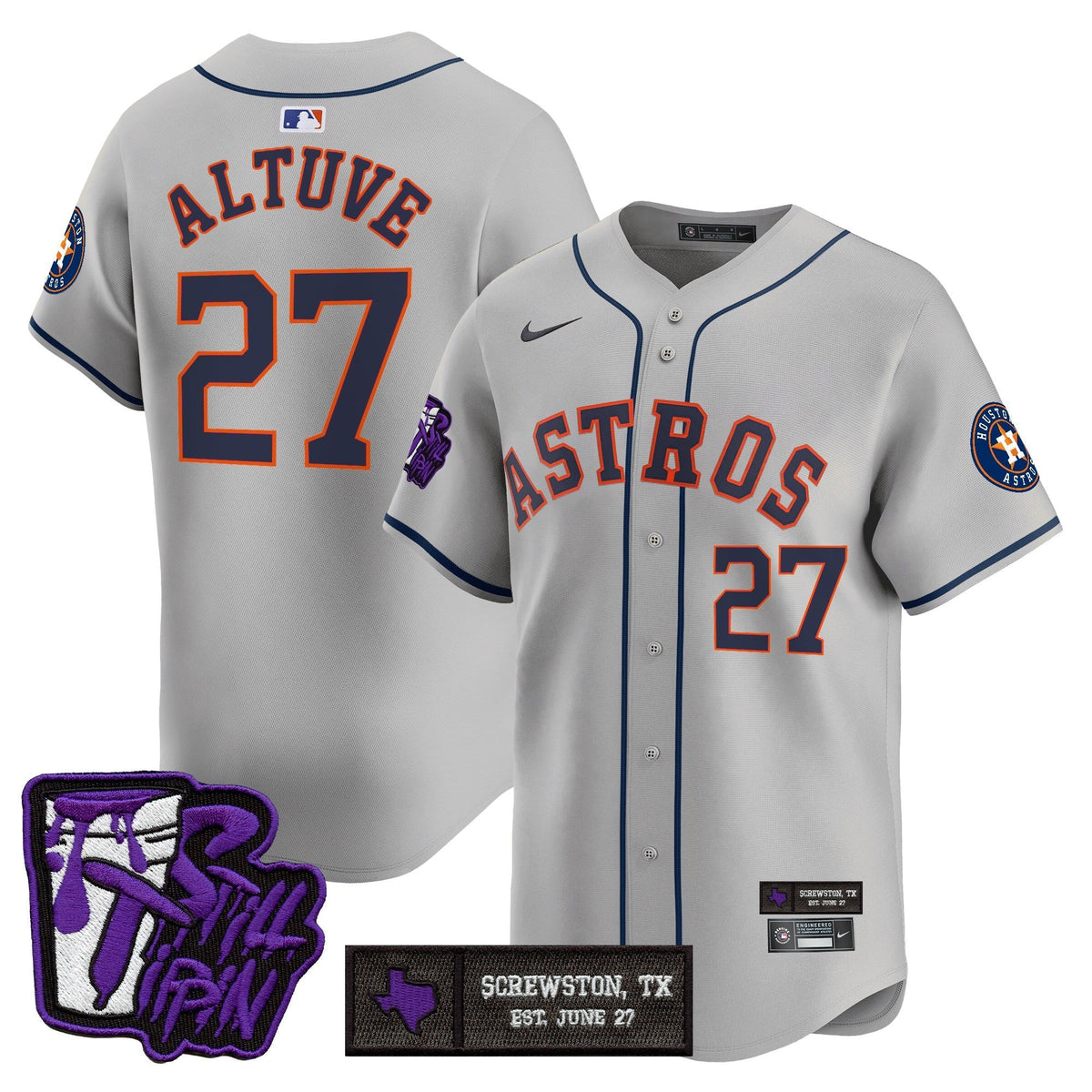 Houston Astros DJ Screw Still Tippin Purple Patch Vapor Premier Limited Jersey - Stitched-Cuztomshoes