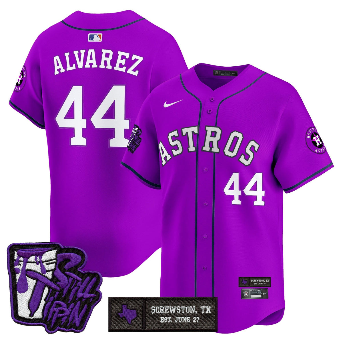 Houston Astros DJ Screw Still Tippin Purple Patch Vapor Premier Limited Jersey - Stitched-Cuztomshoes
