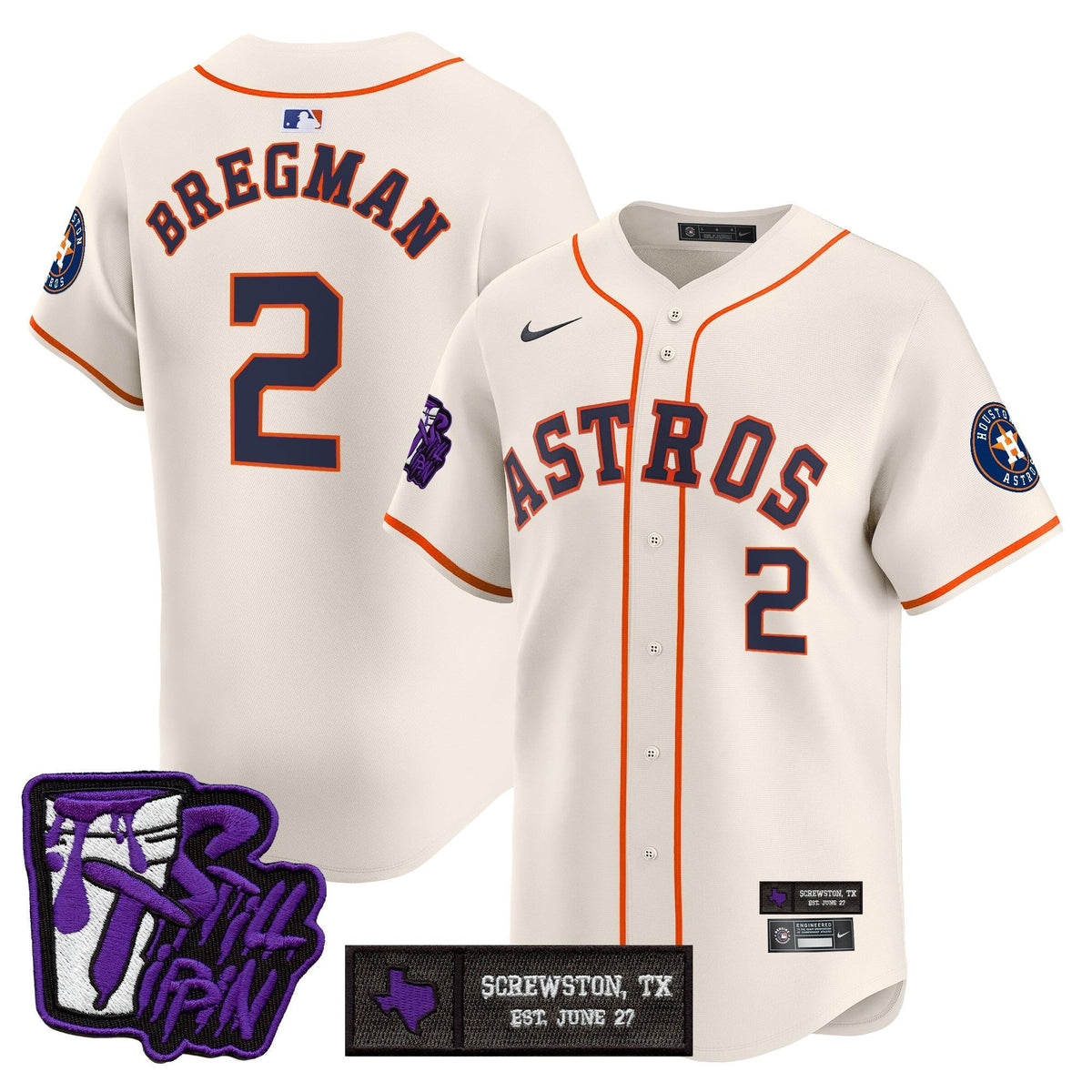 Houston Astros DJ Screw Still Tippin Purple Patch Vapor Premier Limited Jersey - Stitched-Cuztomshoes