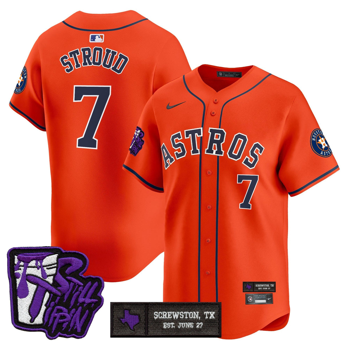 Houston Astros DJ Screw Still Tippin Purple Patch Vapor Premier Limited Jersey - Stitched-Cuztomshoes
