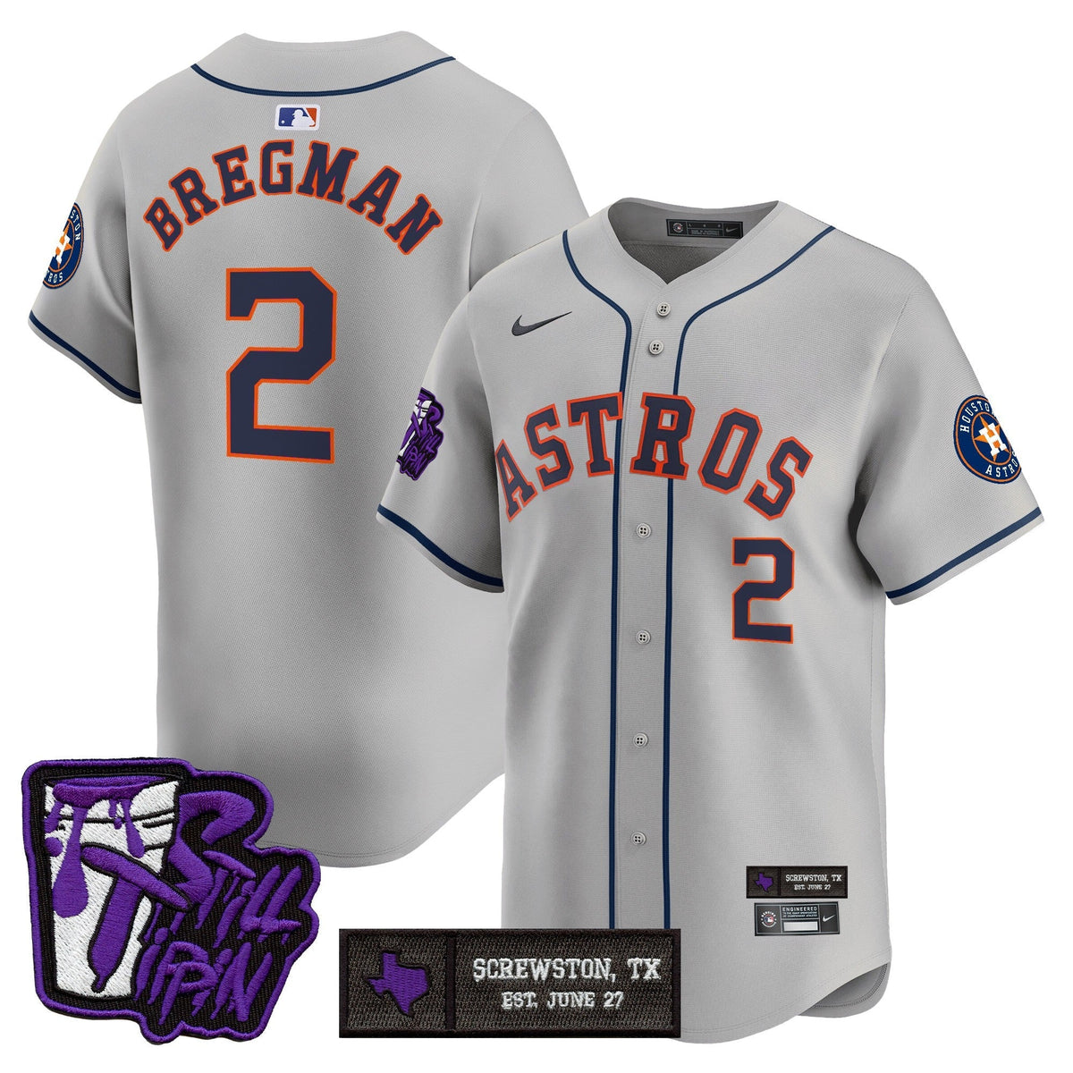 Houston Astros DJ Screw Still Tippin Purple Patch Vapor Premier Limited Jersey - Stitched-Cuztomshoes