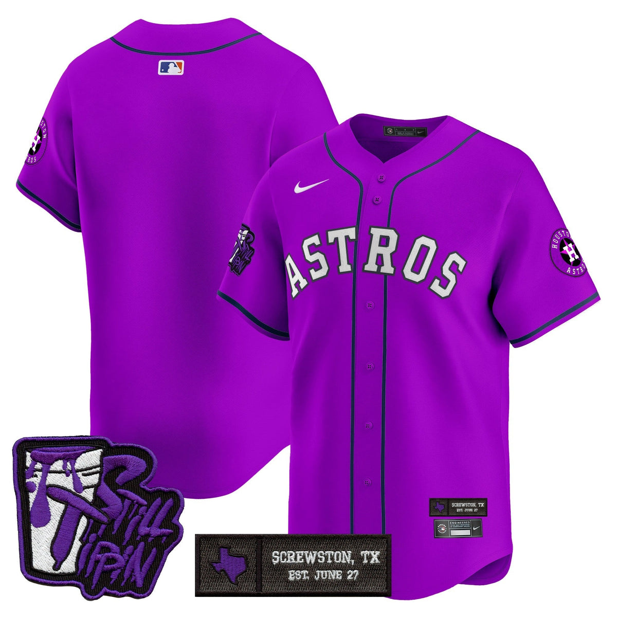Houston Astros DJ Screw Still Tippin Purple Patch Vapor Premier Limited Jersey - Stitched-Cuztomshoes
