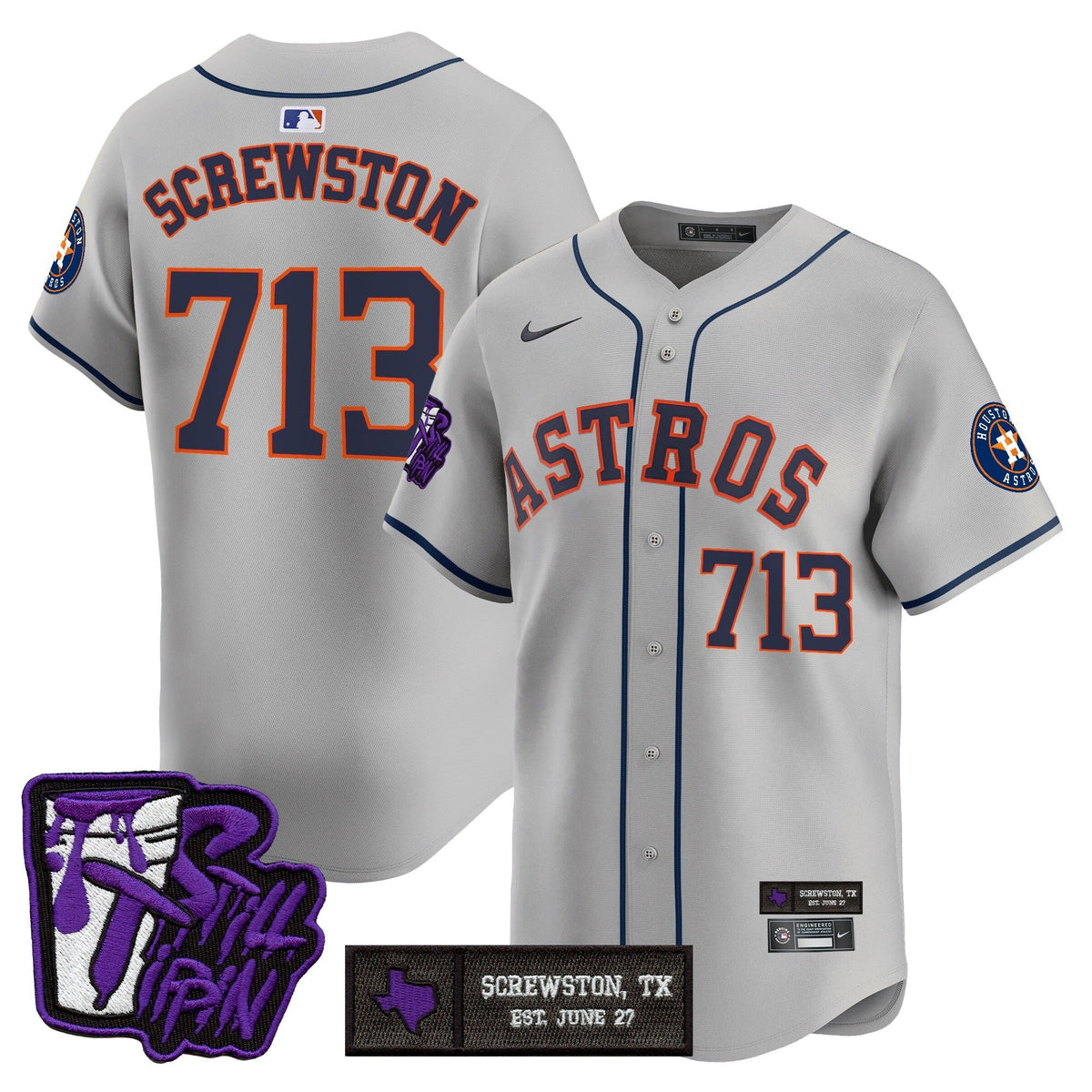 Houston Astros DJ Screw Still Tippin Purple Patch Vapor Premier Limited Jersey - Stitched-Cuztomshoes