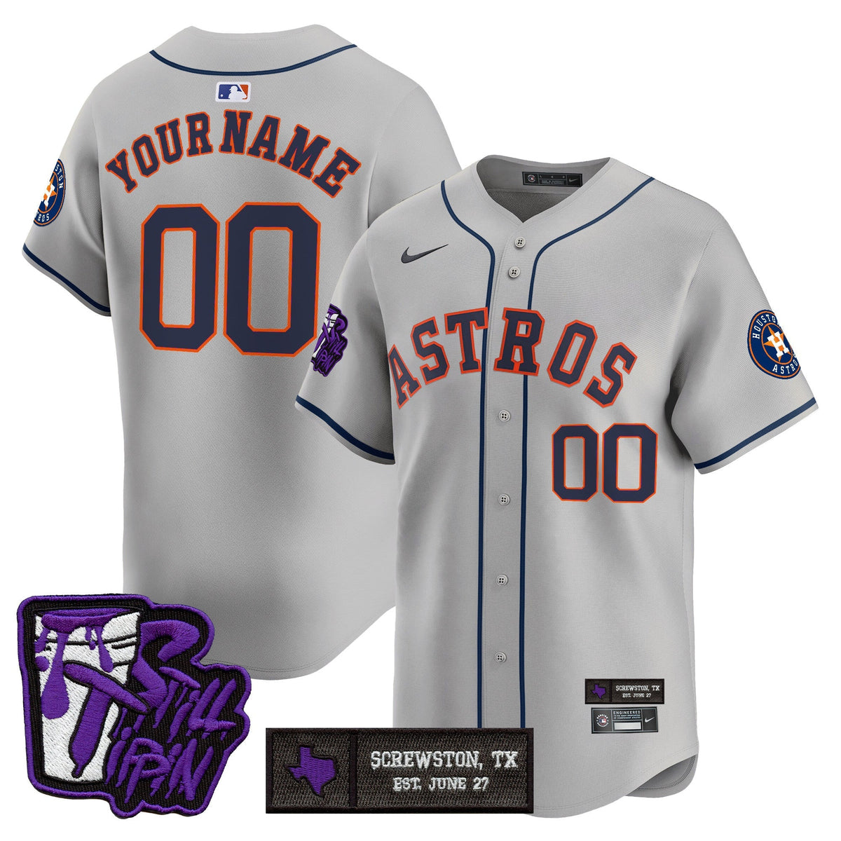 Houston Astros DJ Screw Still Tippin Purple Patch Vapor Premier Limited Custom Jersey - Stitched-Cuztomshoes