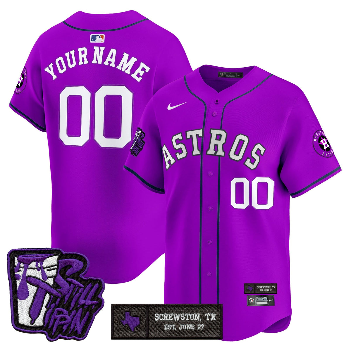 Houston Astros DJ Screw Still Tippin Purple Patch Vapor Premier Limited Custom Jersey - Stitched-Cuztomshoes