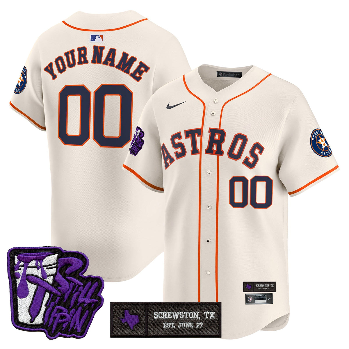 Houston Astros DJ Screw Still Tippin Purple Patch Vapor Premier Limited Custom Jersey - Stitched-Cuztomshoes