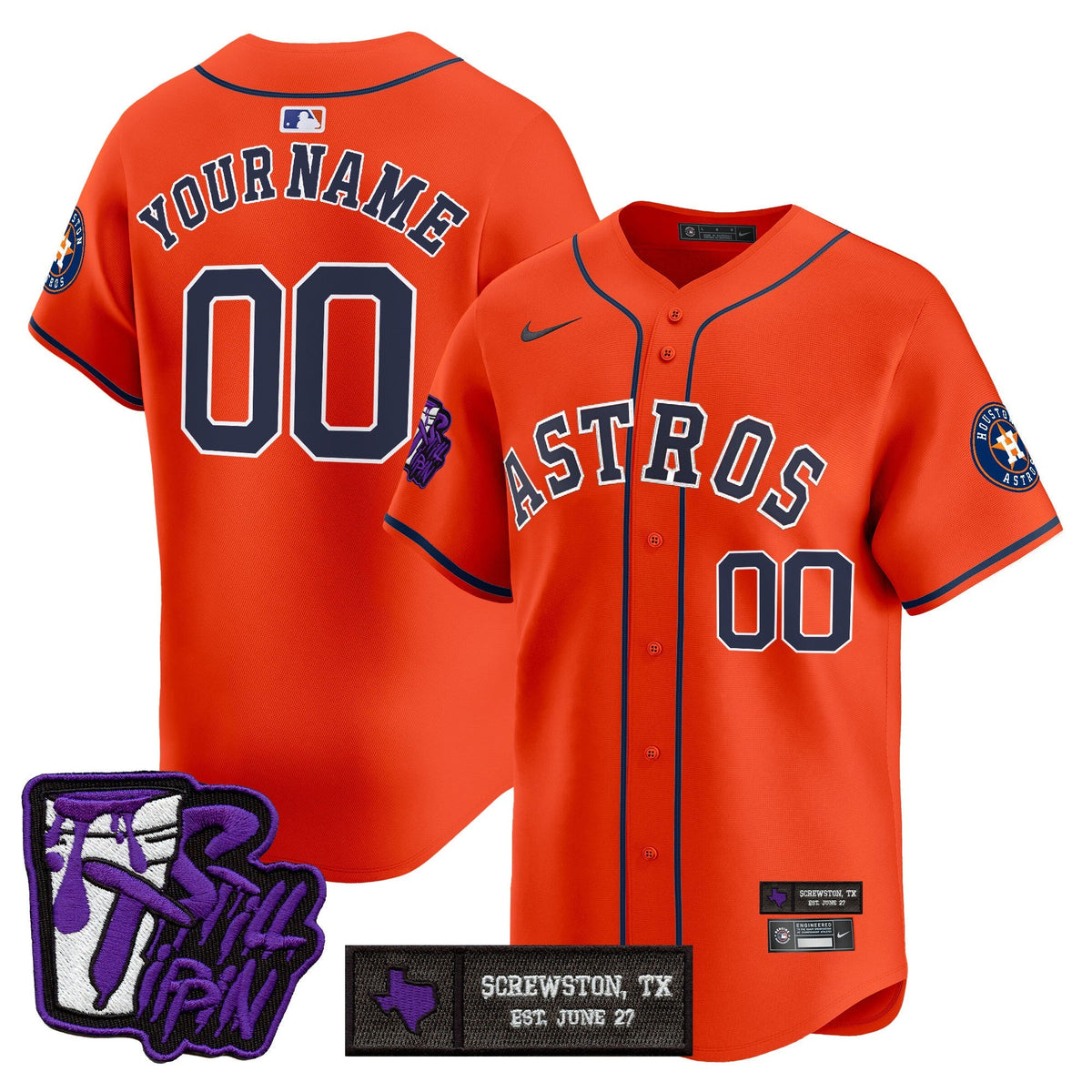 Houston Astros DJ Screw Still Tippin Purple Patch Vapor Premier Limited Custom Jersey - Stitched-Cuztomshoes