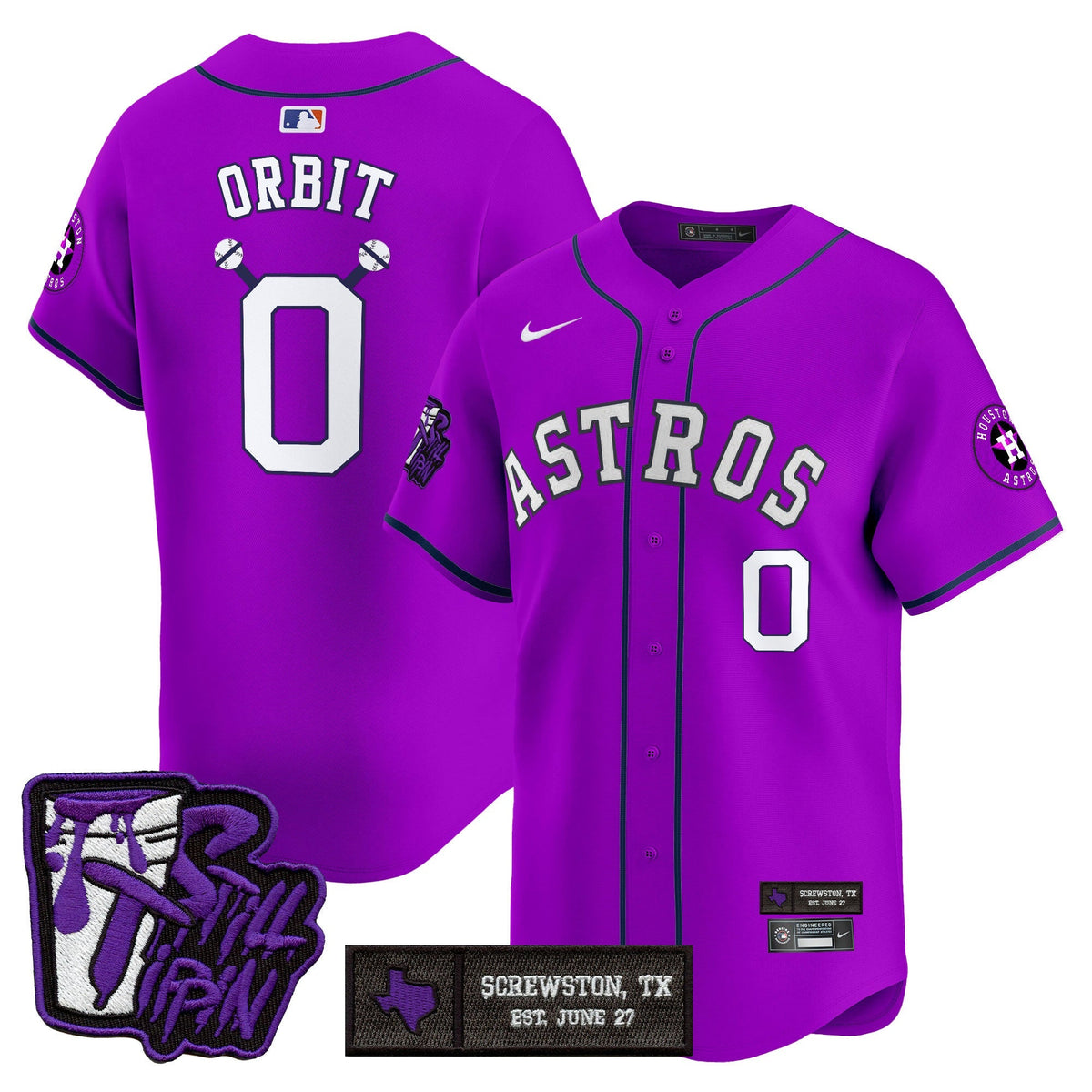 Houston Astros DJ Screw Still Tippin Purple Patch Vapor Premier Limited Jersey - Stitched-Cuztomshoes