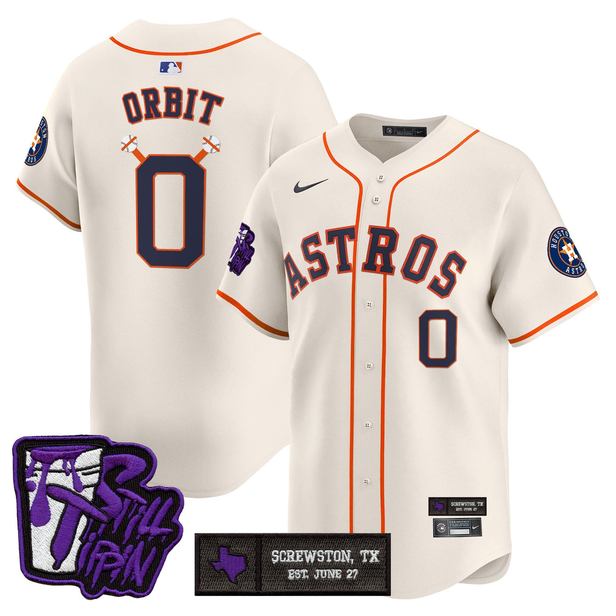 Houston Astros DJ Screw Still Tippin Purple Patch Vapor Premier Limited Jersey - Stitched-Cuztomshoes