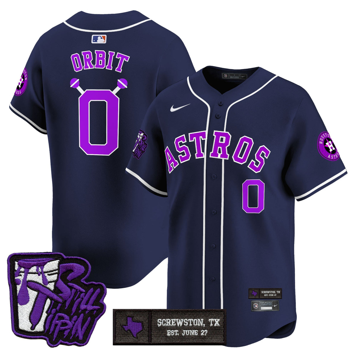 Houston Astros DJ Screw Still Tippin Purple Patch Vapor Premier Limited Jersey - Stitched-Cuztomshoes