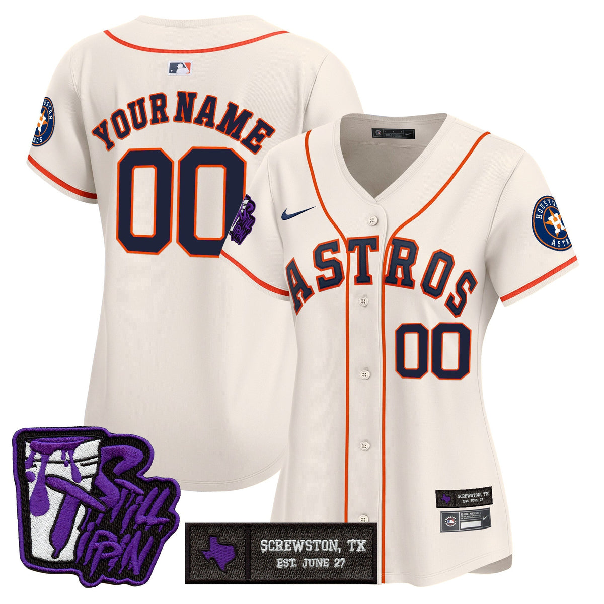 Houston Astros DJ Screw Still Tippin Purple Patch Vapor Premier Limited Custom Jersey - Stitched-Cuztomshoes