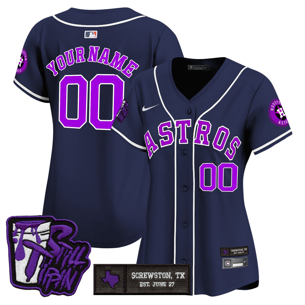 Houston Astros DJ Screw Still Tippin Purple Patch Vapor Premier Limited Custom Jersey - Stitched-Cuztomshoes