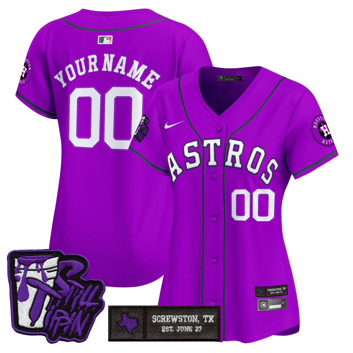 Houston Astros DJ Screw Still Tippin Purple Patch Vapor Premier Limited Custom Jersey - Stitched-Cuztomshoes
