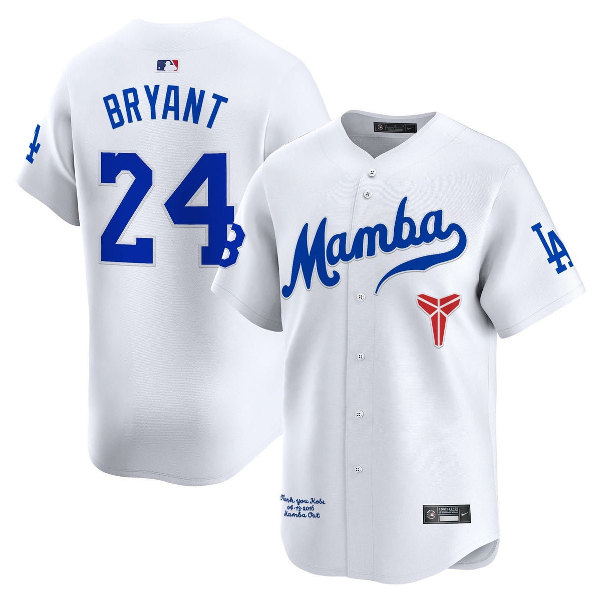 Los Angeles Dodgers Kobe Bryant Mamba Vapor Premier Limited Jersey - Stitched-Cuztomshoes
