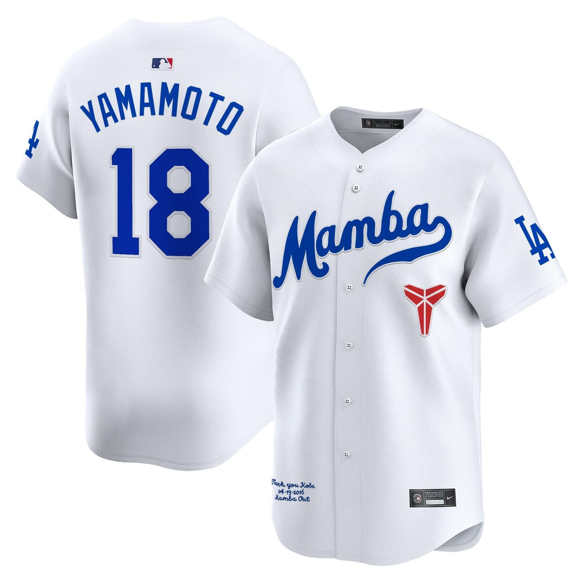 Los Angeles Dodgers Kobe Bryant Mamba Vapor Premier Limited Jersey - Stitched-Cuztomshoes
