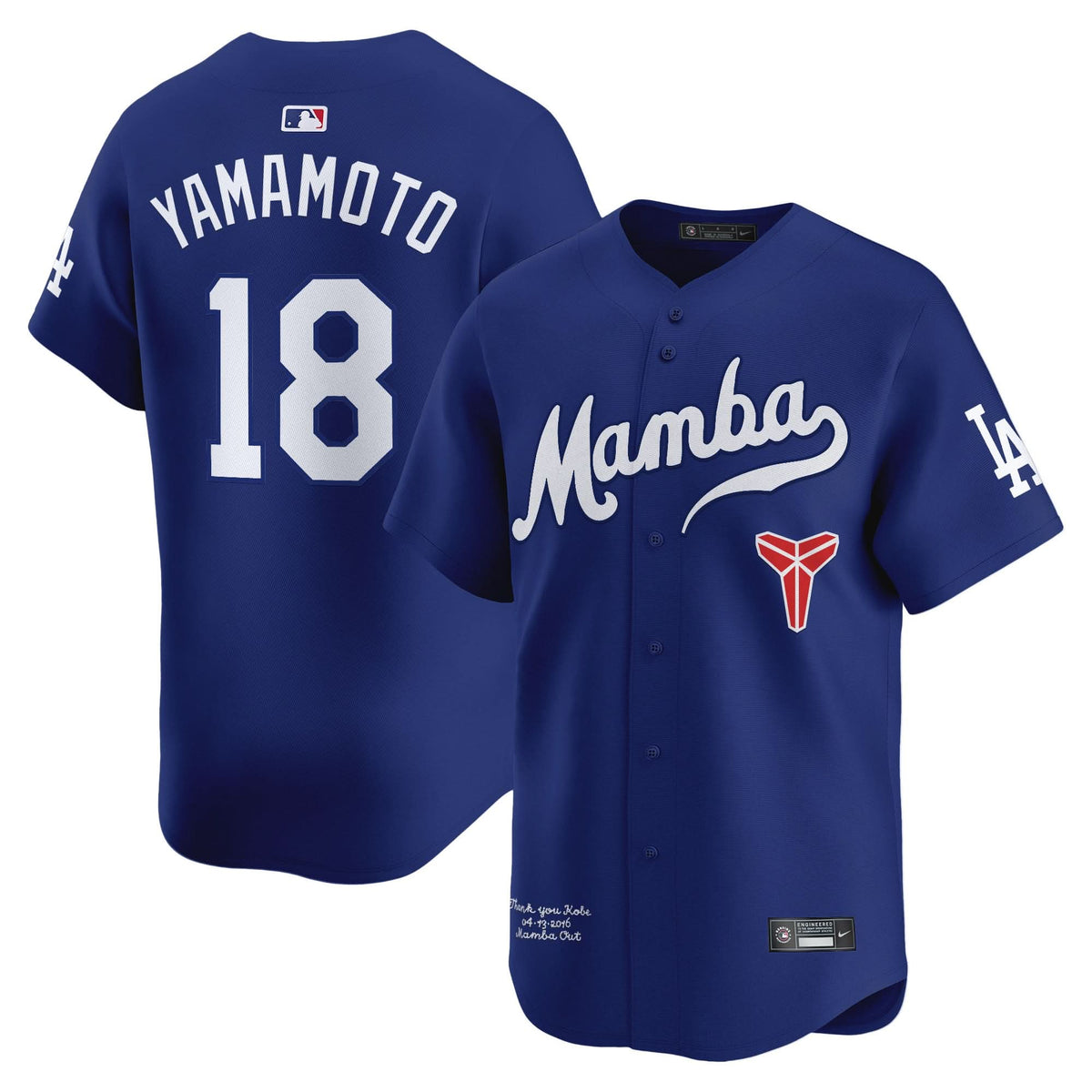 Los Angeles Dodgers Kobe Bryant Mamba Vapor Premier Limited Jersey - Stitched-Cuztomshoes