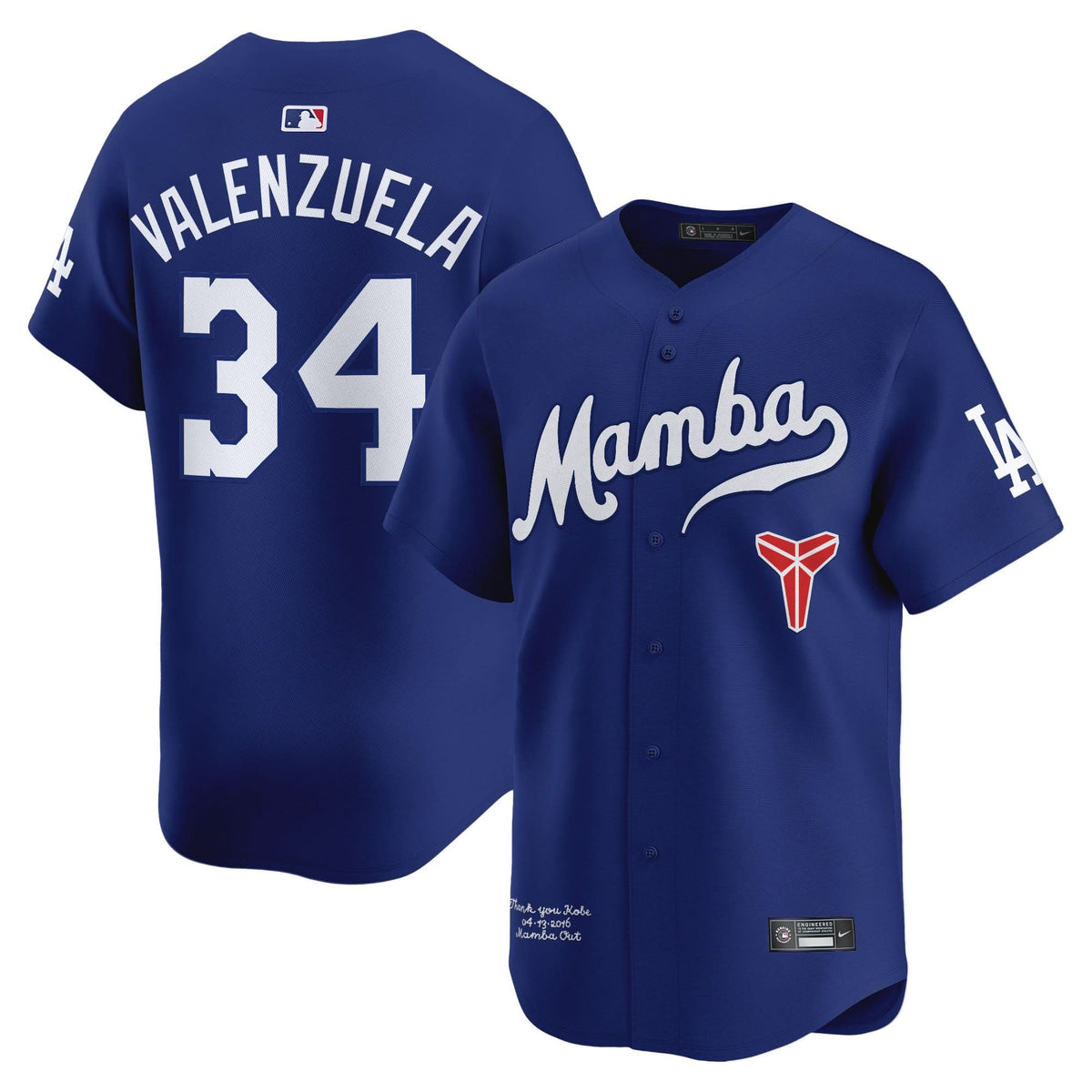 Los Angeles Dodgers Kobe Bryant Mamba Vapor Premier Limited Jersey - Stitched-Cuztomshoes