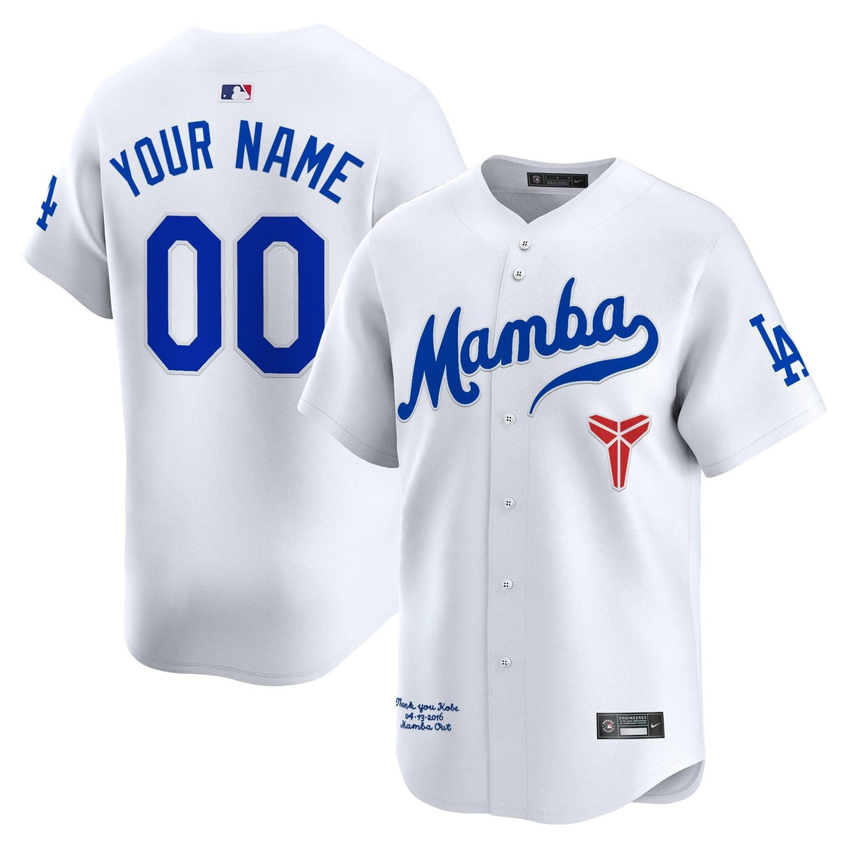 Los Angeles Dodgers Kobe Bryant Mamba Vapor Premier Limited Custom Jersey - Stitched-Cuztomshoes
