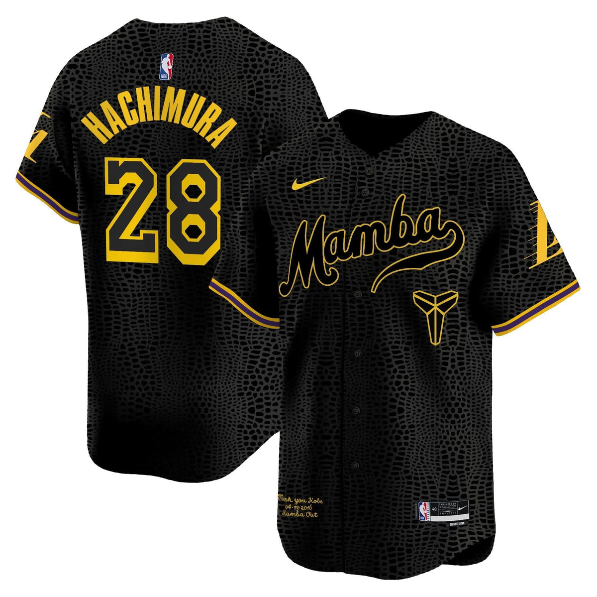 Los Angeles Lakers Kobe Bryant Mamba Vapor Baseball Jersey - Stitched-Cuztomshoes