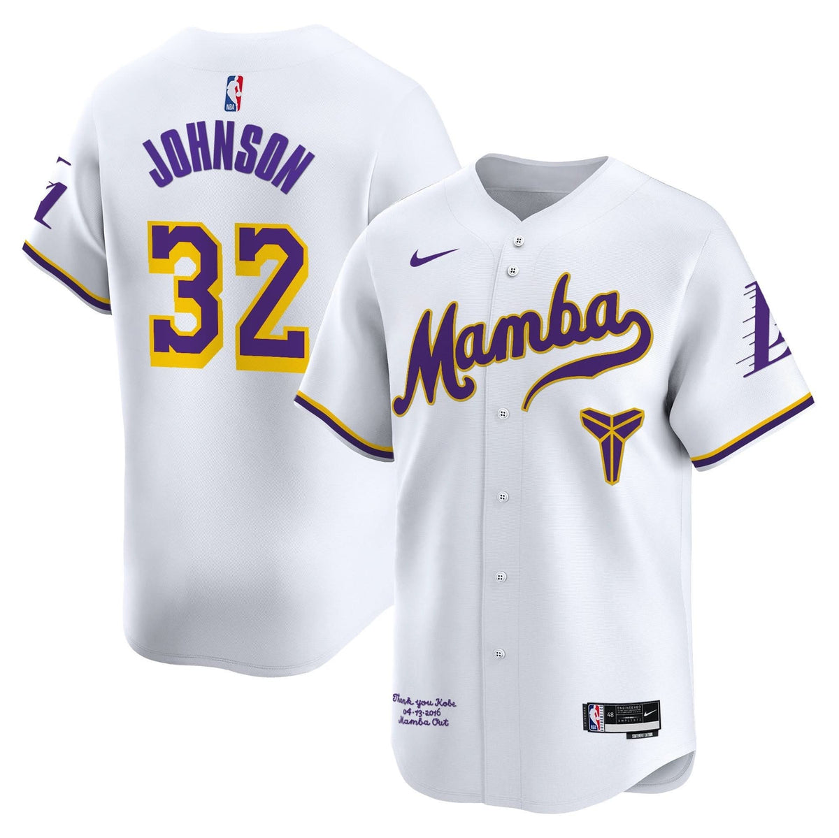 Los Angeles Lakers Kobe Bryant Mamba Vapor Baseball Jersey - Stitched-Cuztomshoes