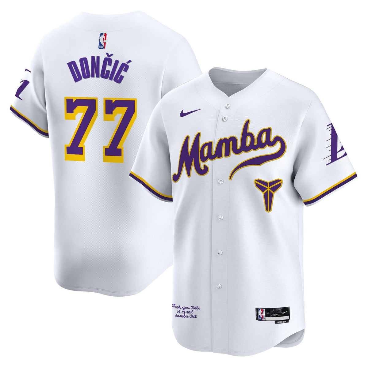 Los Angeles Lakers Kobe Bryant Mamba Vapor Baseball Jersey - Stitched-Cuztomshoes