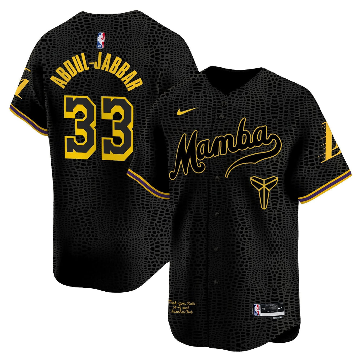 Los Angeles Lakers Kobe Bryant Mamba Vapor Baseball Jersey - Stitched-Cuztomshoes