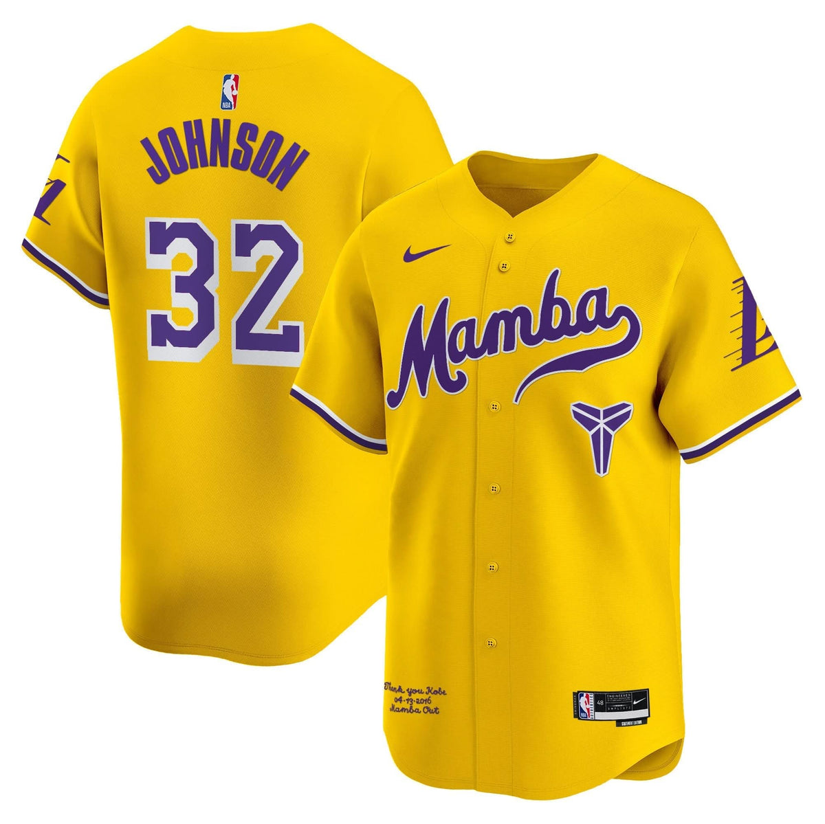 Los Angeles Lakers Kobe Bryant Mamba Vapor Baseball Jersey - Stitched-Cuztomshoes