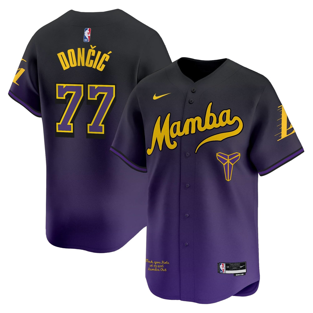 Los Angeles Lakers Kobe Bryant Mamba Vapor Baseball Jersey - Stitched-Cuztomshoes