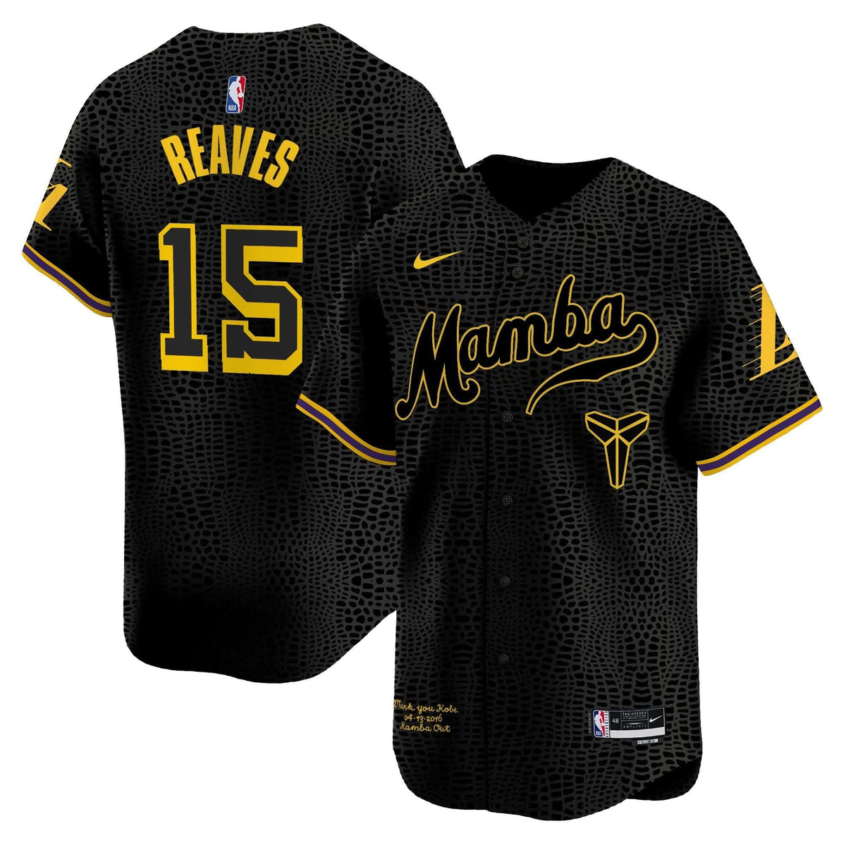 Los Angeles Lakers Kobe Bryant Mamba Vapor Baseball Jersey - Stitched-Cuztomshoes