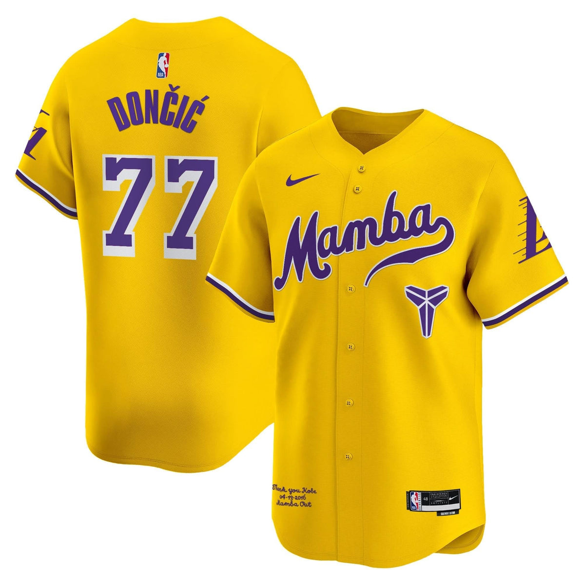 Los Angeles Lakers Kobe Bryant Mamba Vapor Baseball Jersey - Stitched-Cuztomshoes