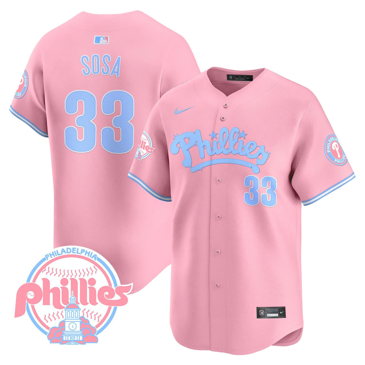 Philadelphia Phillies Bubblegum Pink Vapor Premier Limited Jersey - Stitched