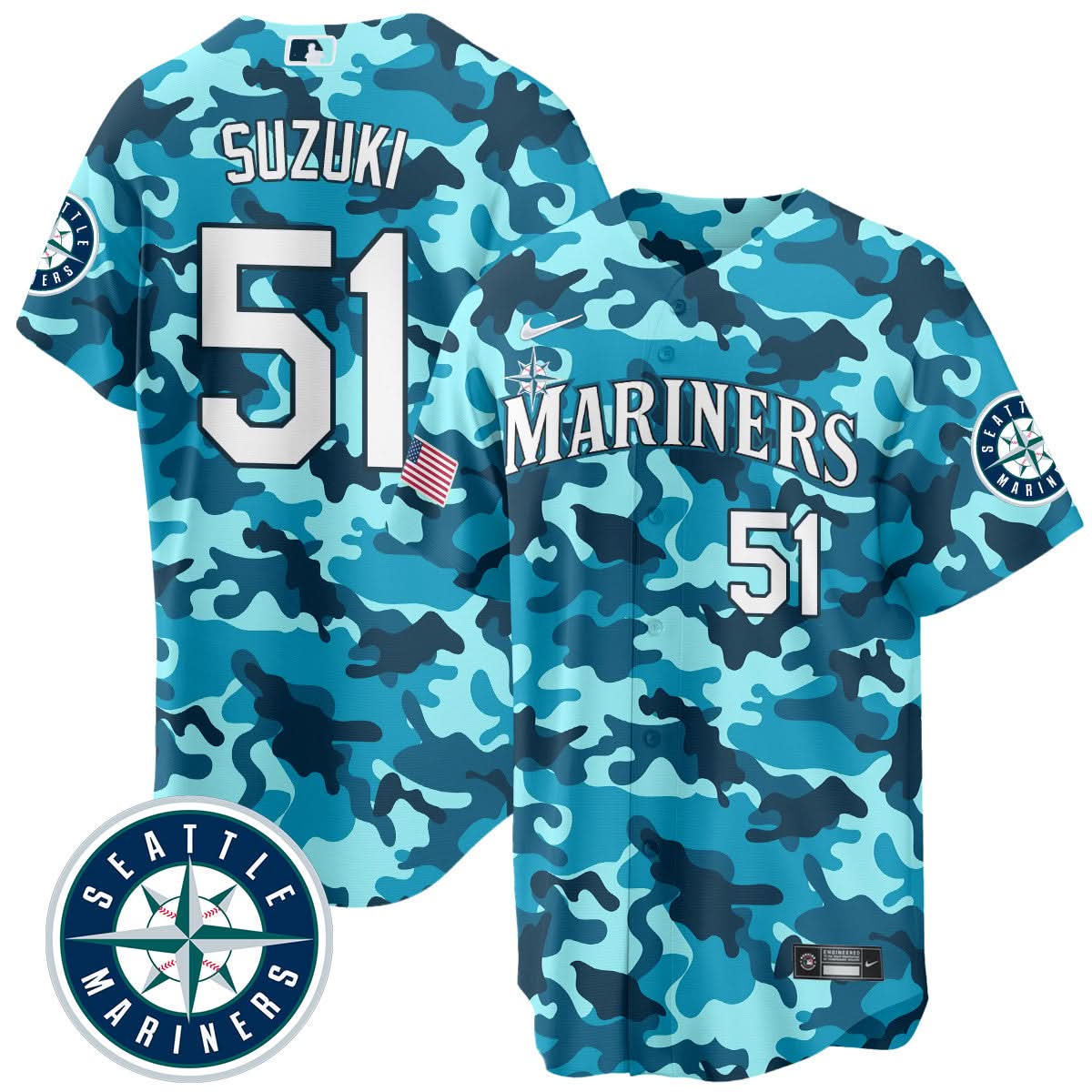 Seattle Mariners Salute to Armed Forces Night - Camo Jersey