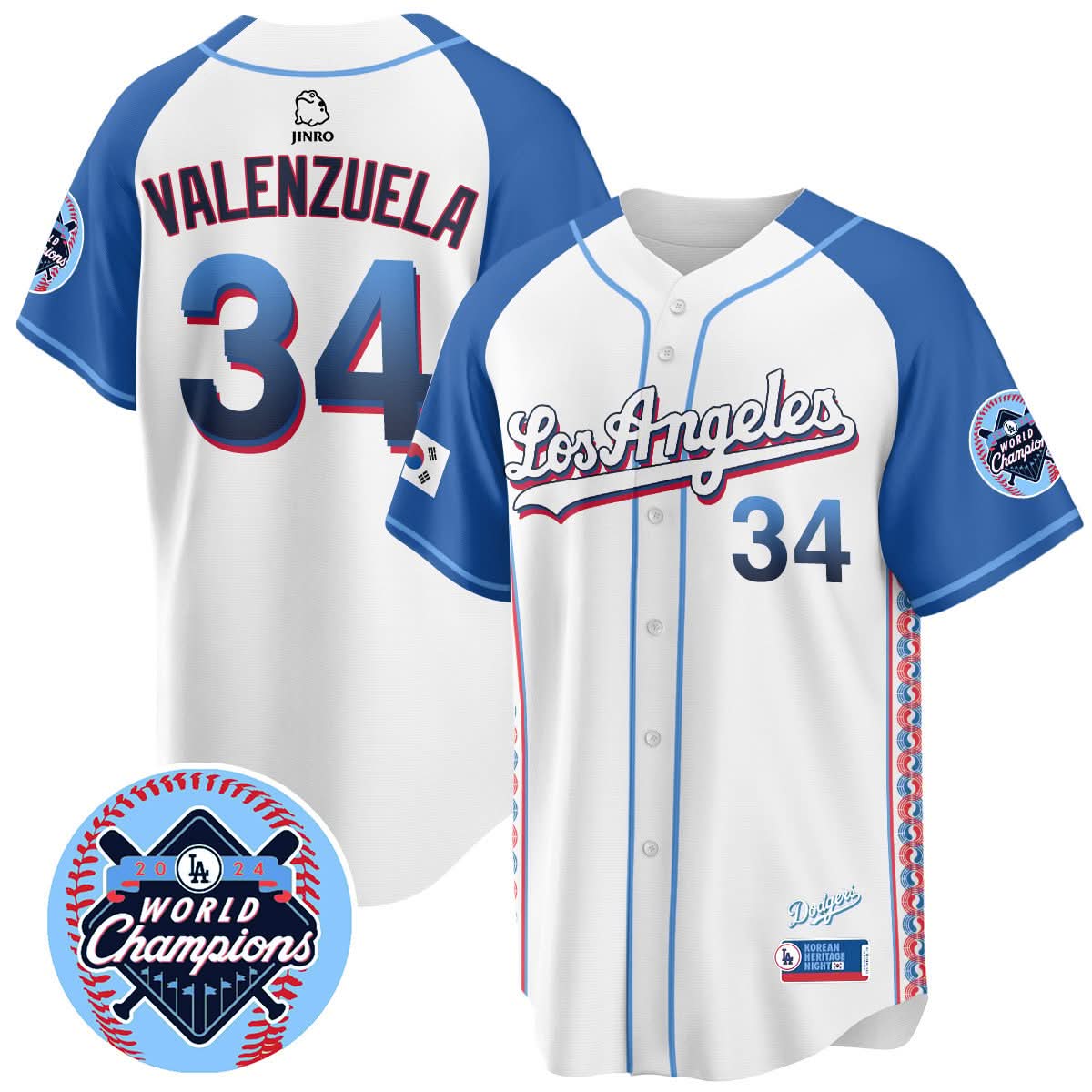 Los Angeles Dodgers Korean Heritage Night Jersey - Stitched