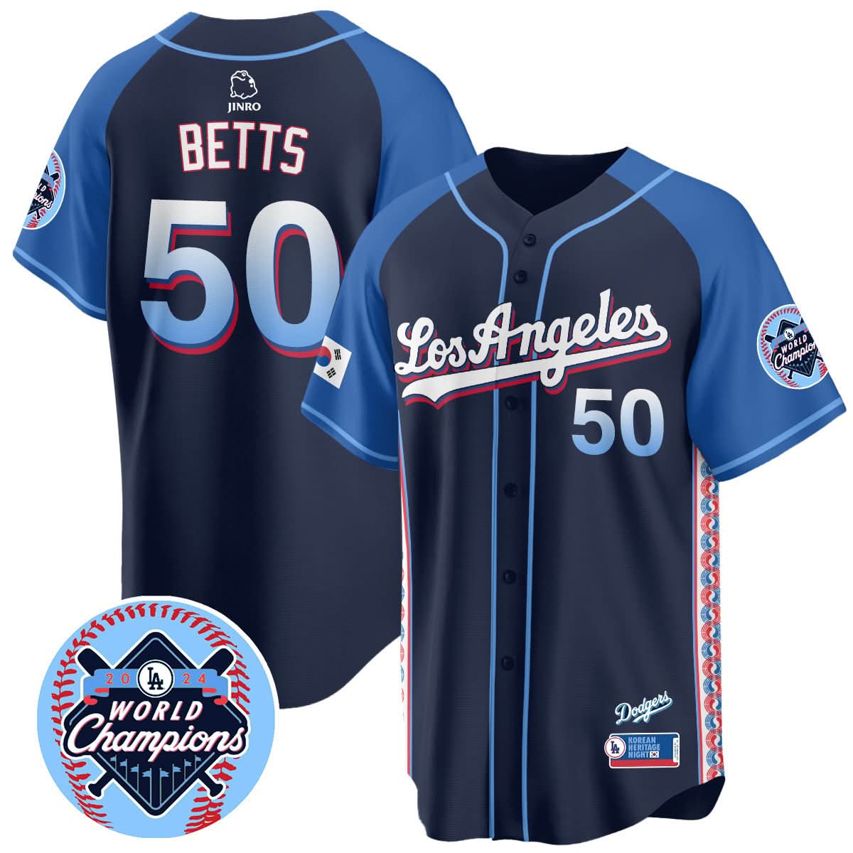 Los Angeles Dodgers Korean Heritage Night Jersey - Stitched