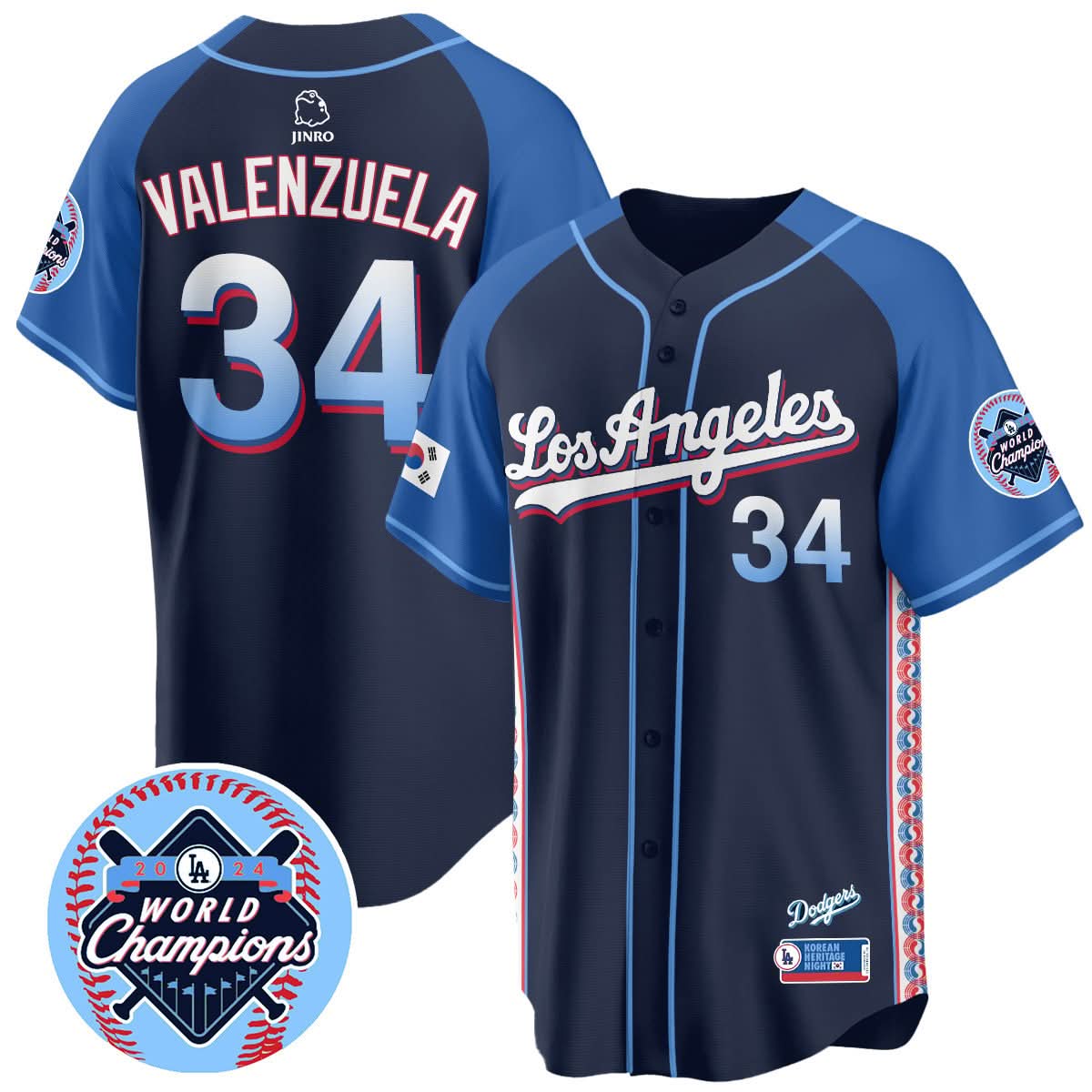 Los Angeles Dodgers Korean Heritage Night Jersey - Stitched