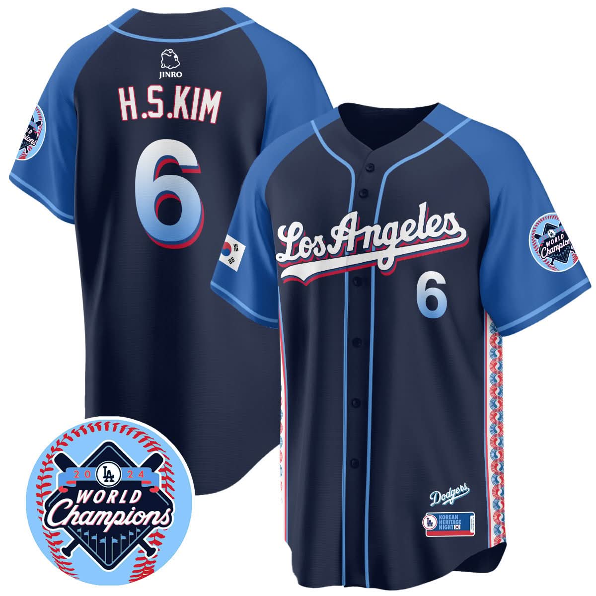 Los Angeles Dodgers Korean Heritage Night Jersey - Stitched