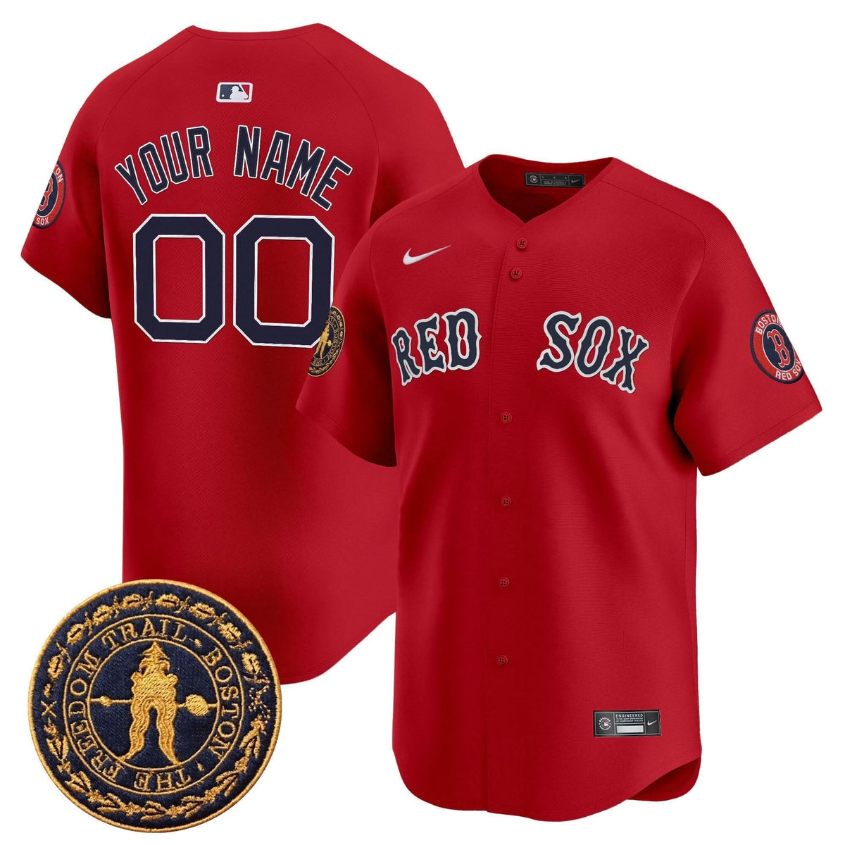 Boston Red Sox Freedom Trail Patch Vapor Premier Limited Custom Jersey - Stitched