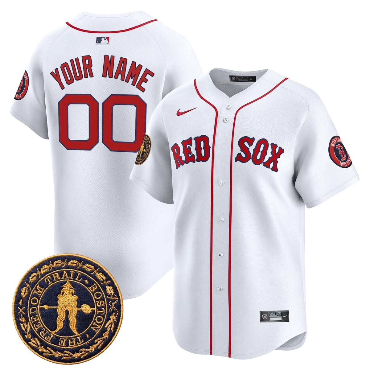 Boston Red Sox Freedom Trail Patch Vapor Premier Limited Custom Jersey - Stitched