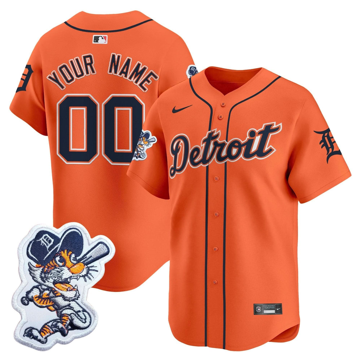 Detroit Tigers Paws Patch Vapor Premier Limited Custom Jersey - Stitched