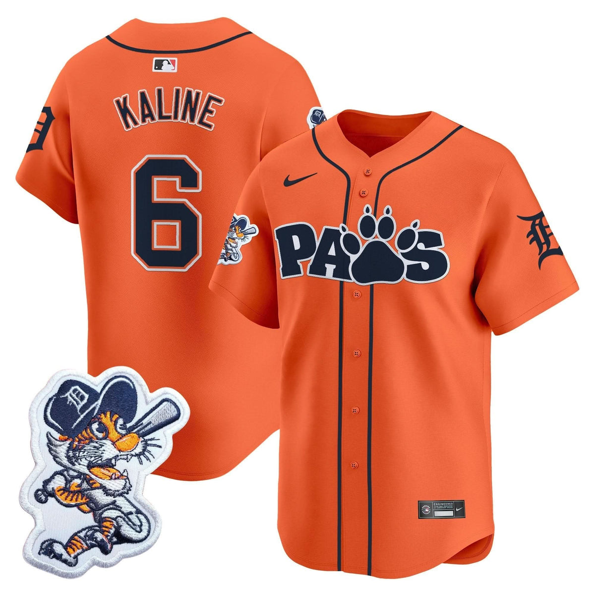Detroit Tigers Paws Patch Vapor Premier Limited Jersey V2 - Stitched