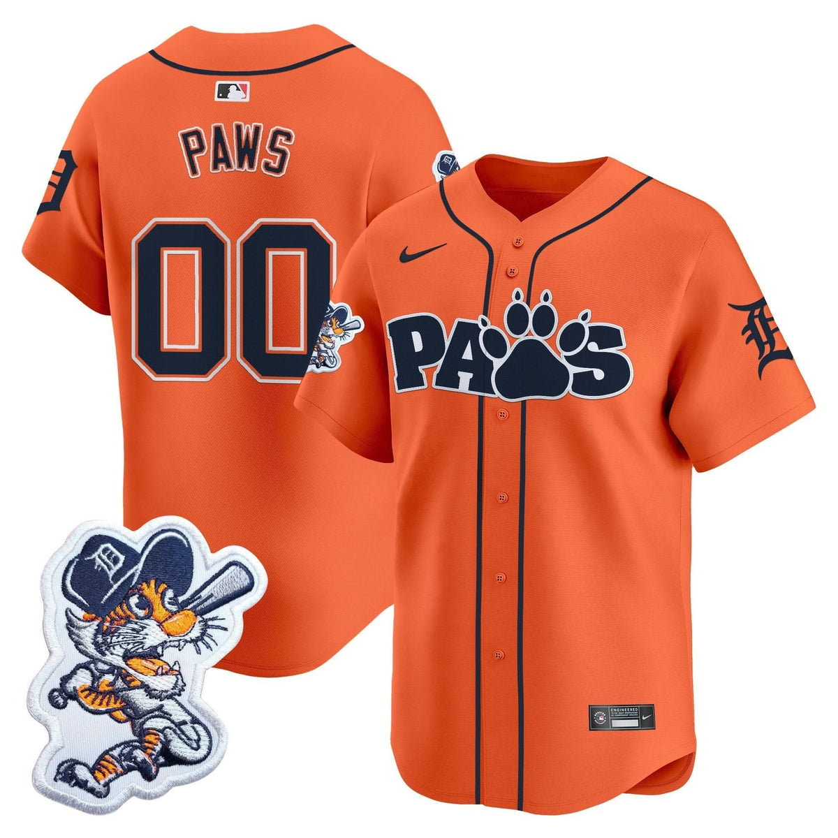Detroit Tigers Paws Patch Vapor Premier Limited Jersey V2 - Stitched