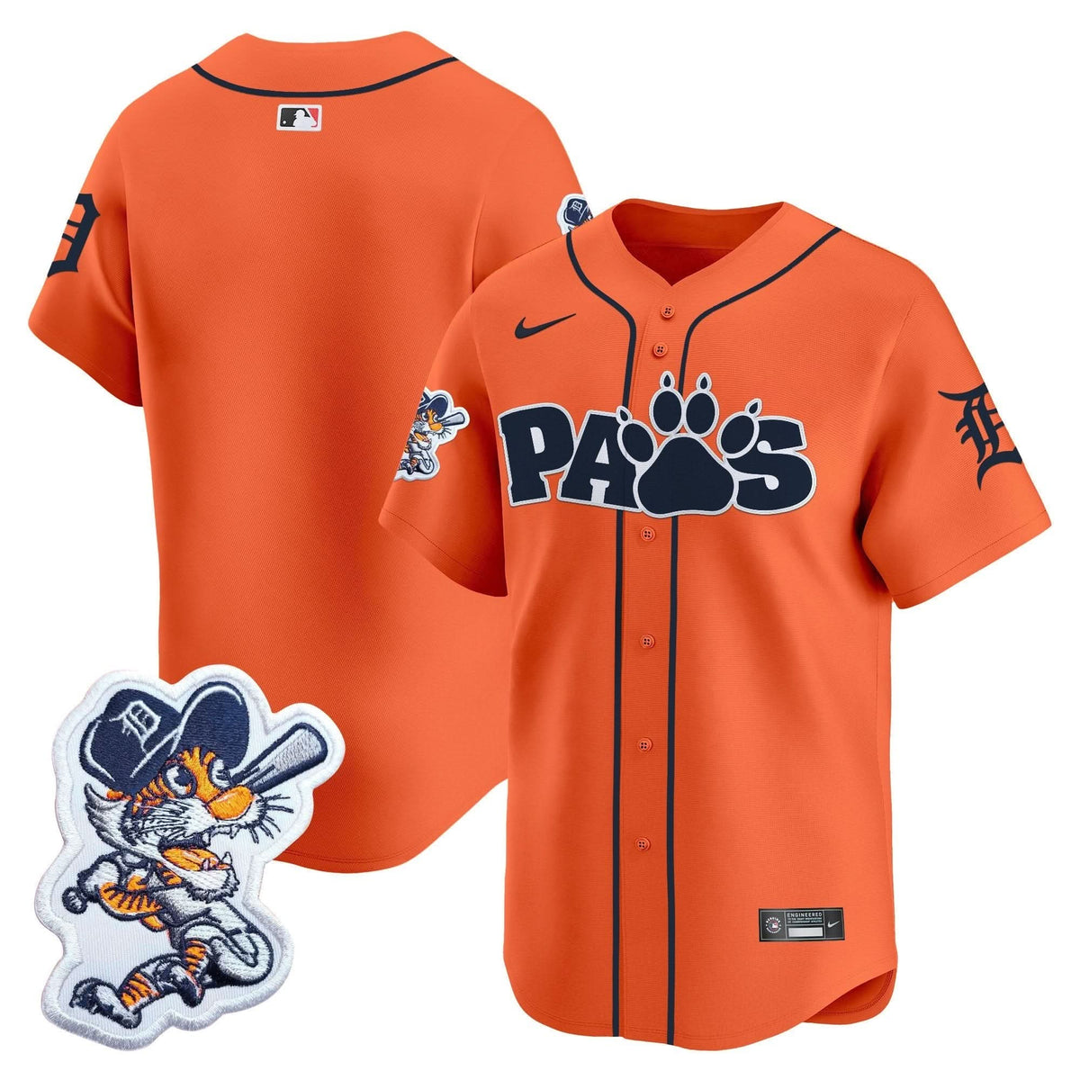Detroit Tigers Paws Patch Vapor Premier Limited Jersey V2 - Stitched