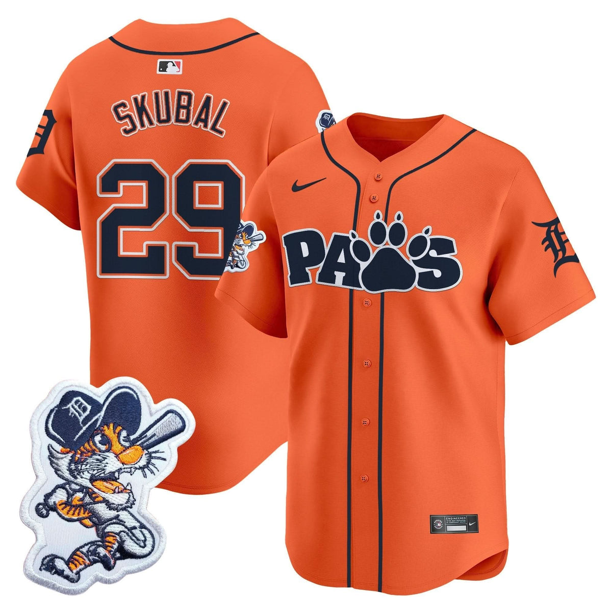 Detroit Tigers Paws Patch Vapor Premier Limited Jersey V2 - Stitched